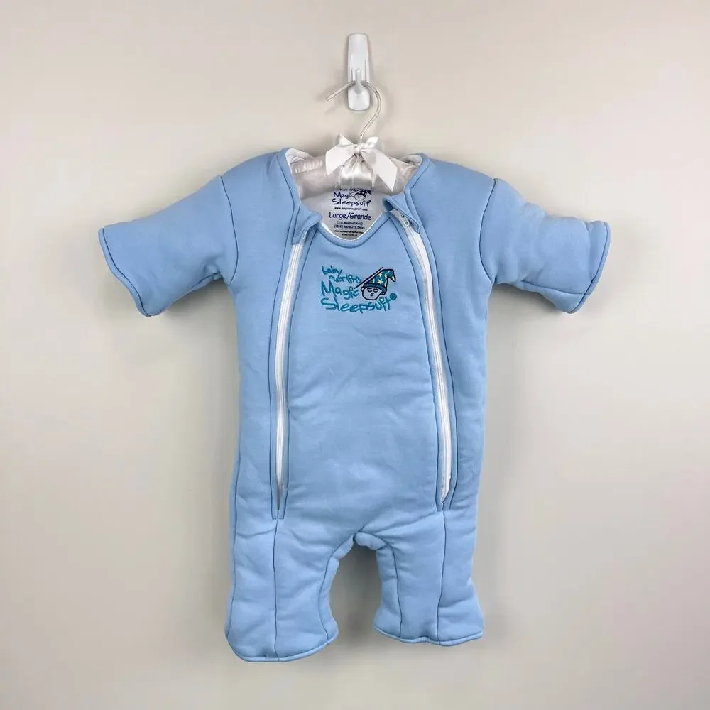Baby Merlin Magic Sleepsuit Blue Cotton Large 3-6 Months